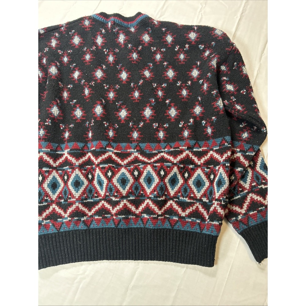 Vintage Acrylic Sweater Men's Size Large Black Cambridge Classics - Picture 11 of 12